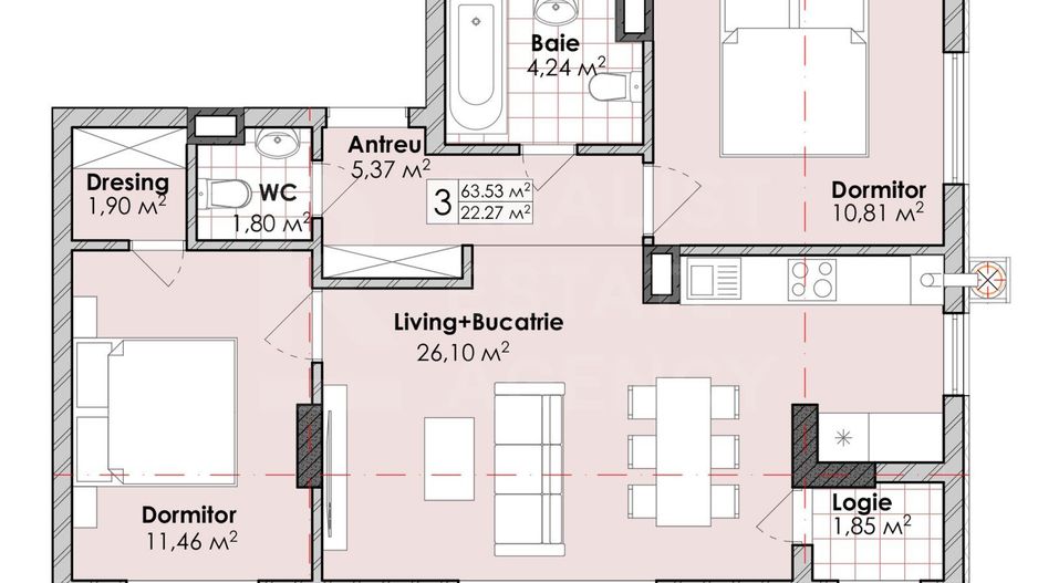 Vânzare, apartament, 2 camere + living, strada Soarelui, Botanica - Poză 2