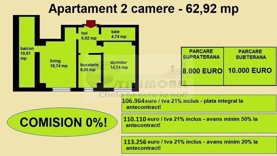 Apartament decomandat de vanzare in Iasi, Galata, 62,92 mp, bloc nou - Poză 2