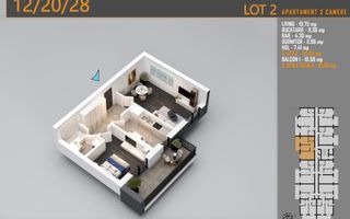 Apartament 2 Camere, Comision 0%, Pallady - metrou Teclu - Schiță 7