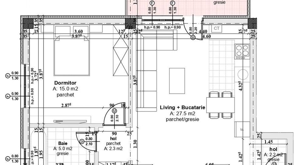 Apartament 3  camere, 77,9 mp, LA CHEIE , Sibiu - Schiță 6