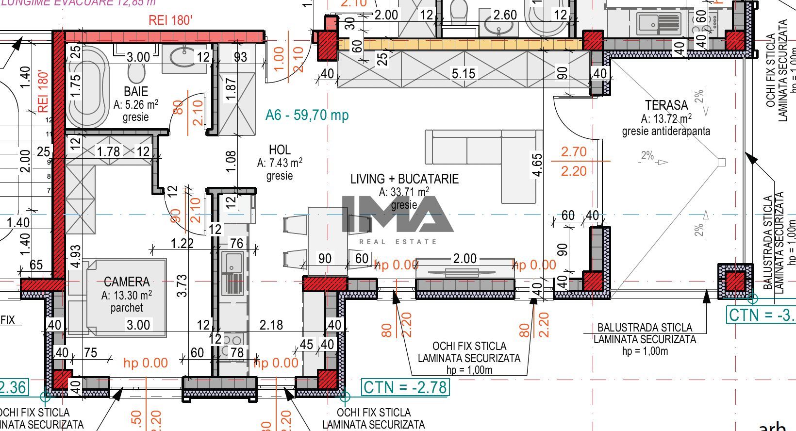 2 camere | 59,70 mp utili | Terasă 13,72 mp | Terra Gardens - Poză 3