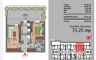 Apartament 2 camere cu terasa in Sector 4 - PRET PROMOTIONAL - Schiță 4