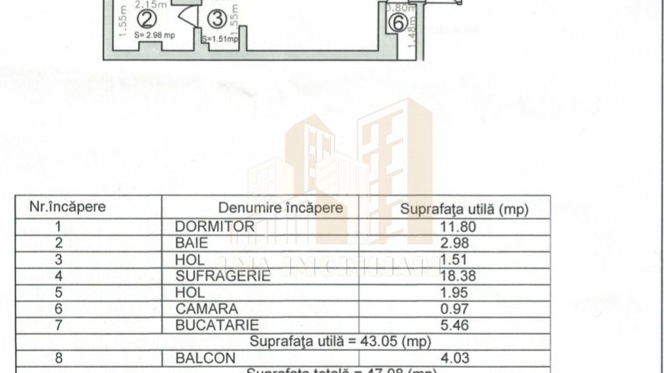 Apartament 2 camere semidecomandat Saturn  Brasov - Schiță 11