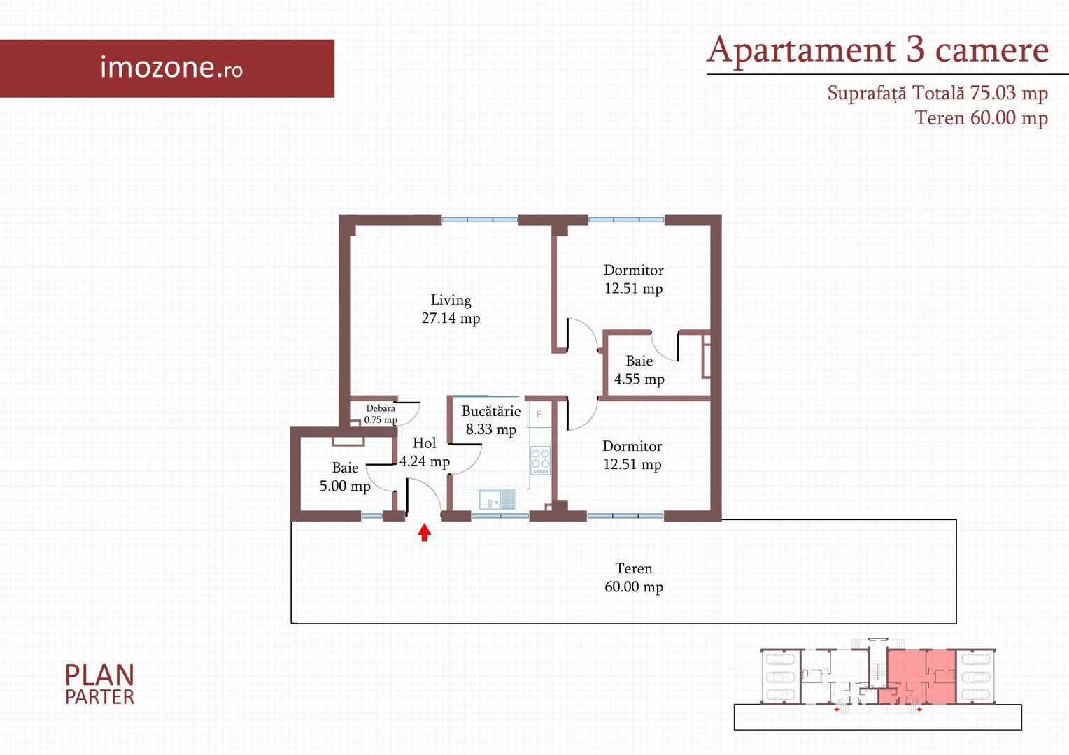 3 camere, CURTE 67 mp si 2 PARCARI proprii, 75 MP, FINISAT MODERN,  COMISION 0% - Poză 11
