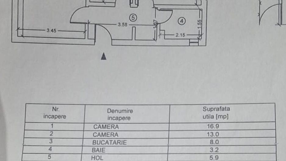 TOMIS III - Apartament 2 camere | gaz | balcon | de inchiriat - Schiță 2