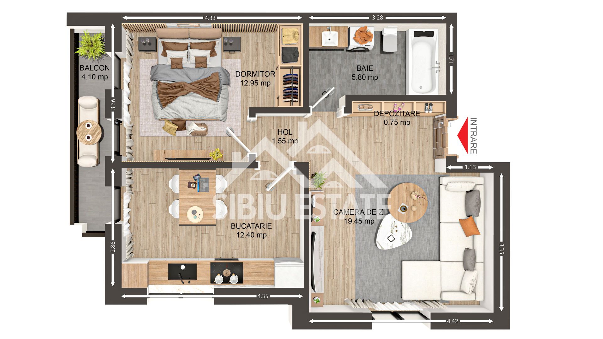 Apartament 2 camere decomandate proiect Premium Ratiu- Selimbar - Schiță 8