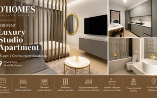 For Rent | Luxury Studio Apartment | 45 sqm | Cortina North - Poză 1