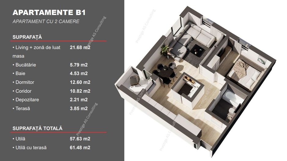 Apartament Nou 2 Camere | Parcul Terra- Dumbravita - Schiță 3