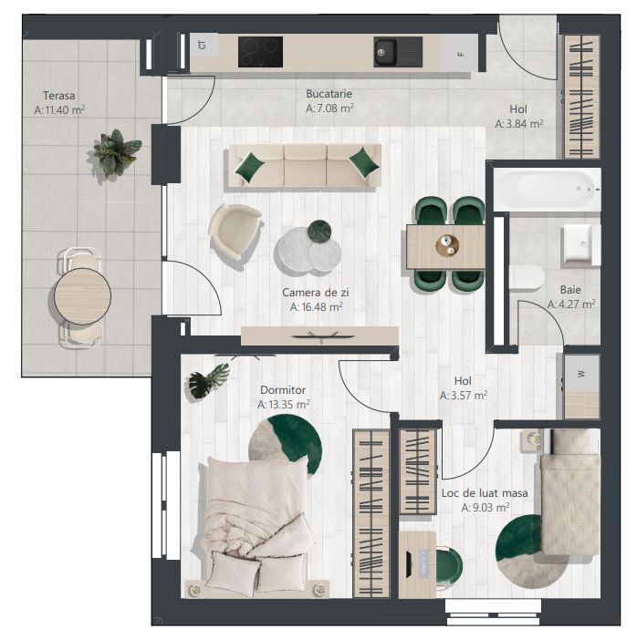 Apartament finalizat cu 3 camere | Denya Forest - Schiță 11