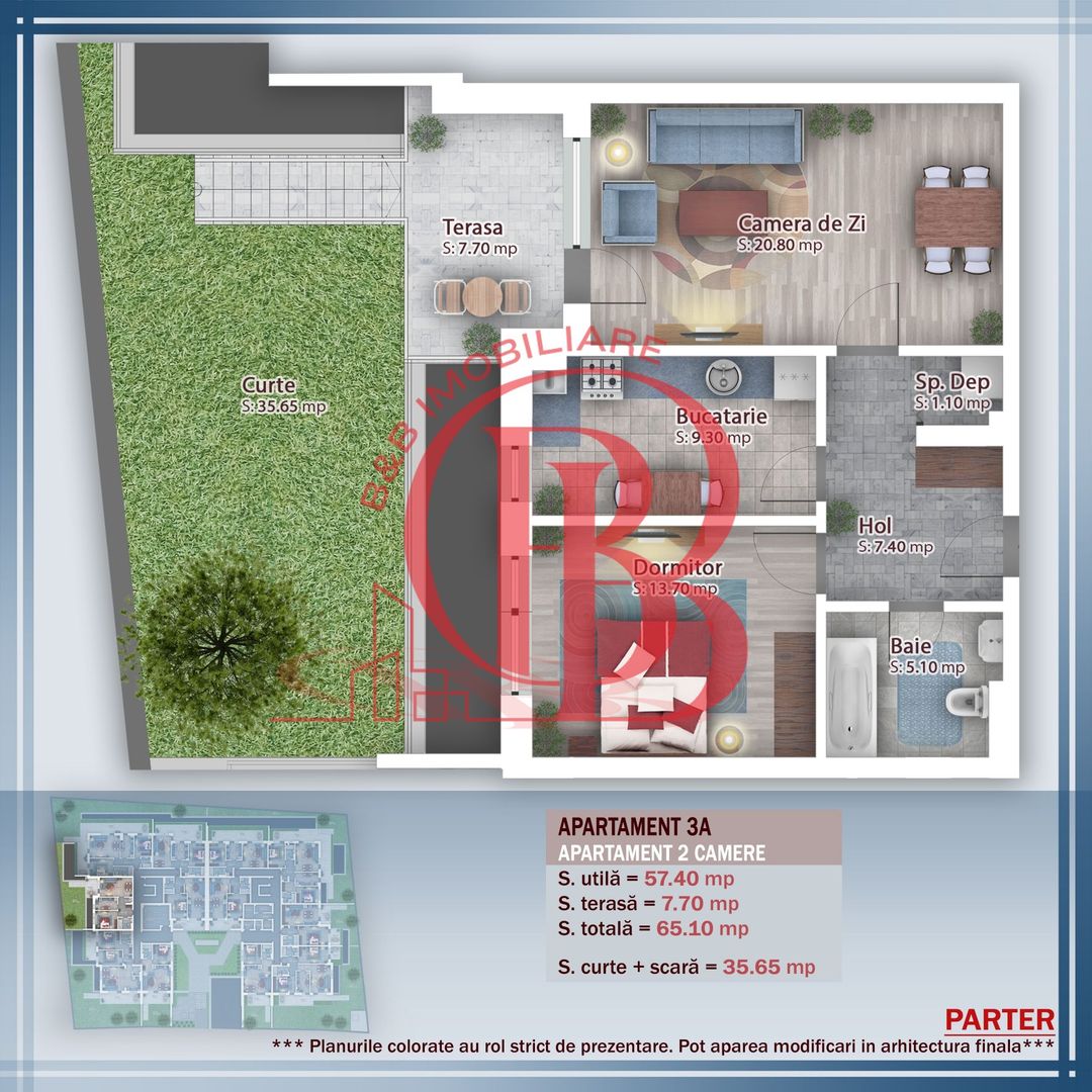 Oferta Lansare 2 camere cu gradina incalzire pardoseala - Schiță 1