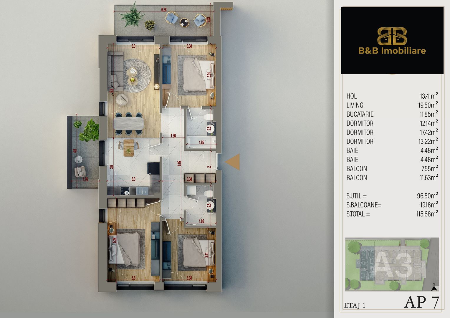 4 camere - SUPER PREMIUM-proiect finalizat - Schiță 8