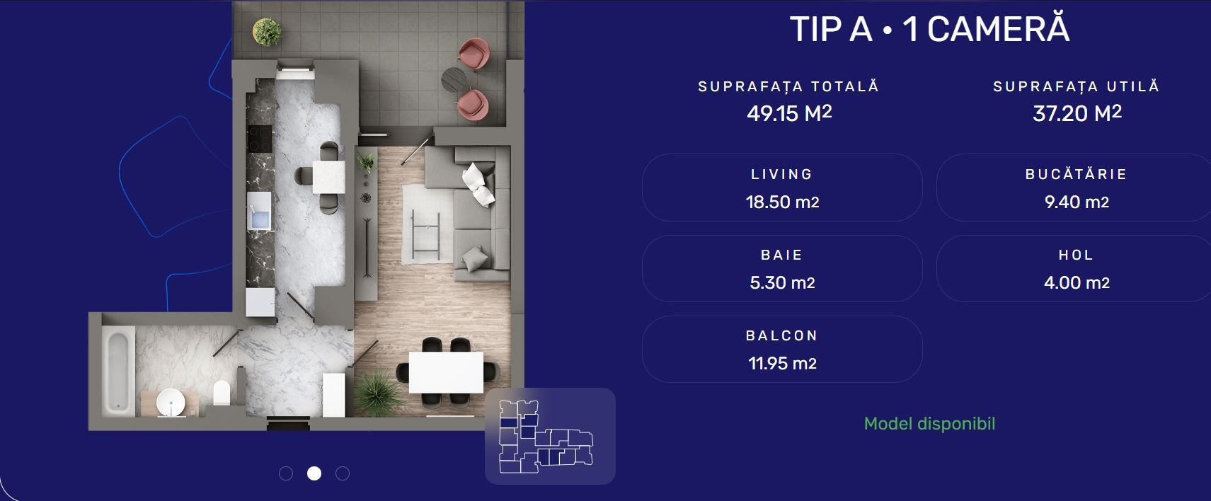 Apartament 1 Cam, 49.15mp - Poză 1