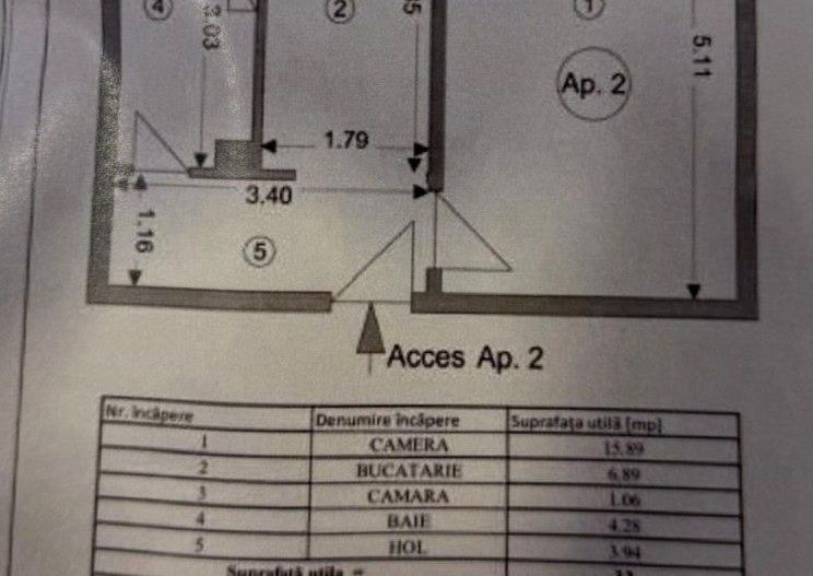 Garsonieră de 32 mp cu bucătărie separată, parter,  zona Piața Astra - Schiță 10