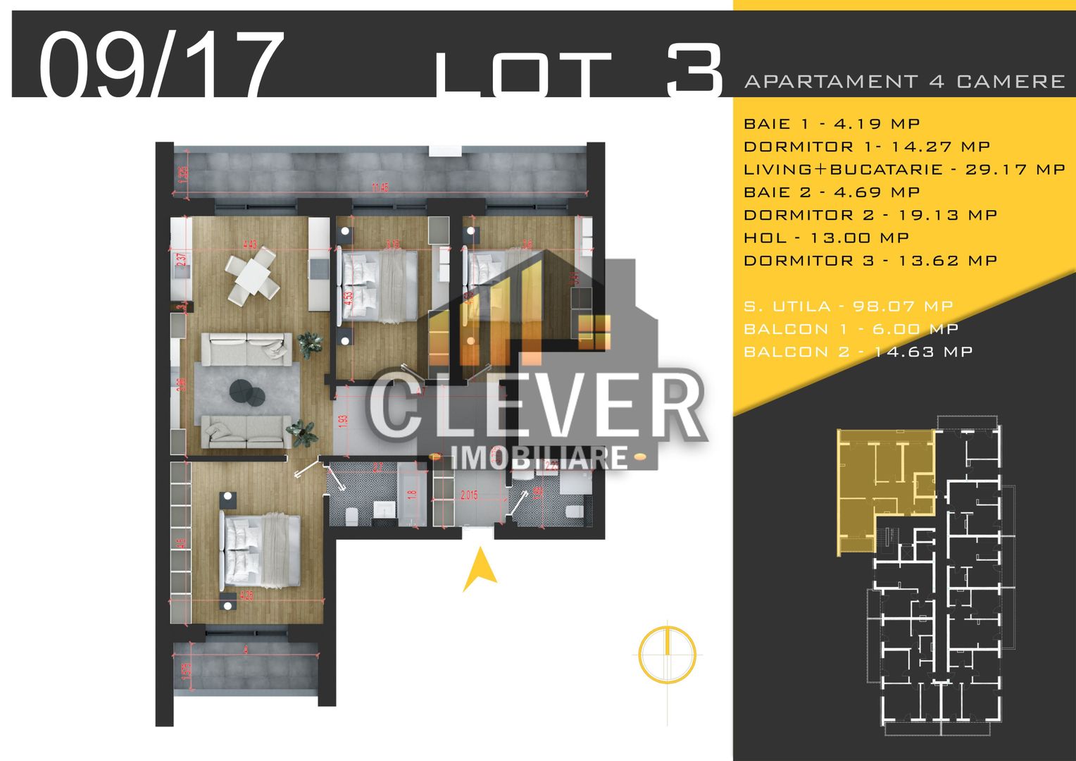 Apartament 4 Camere în Complex Privat P+3E, Pallady - Poză 1