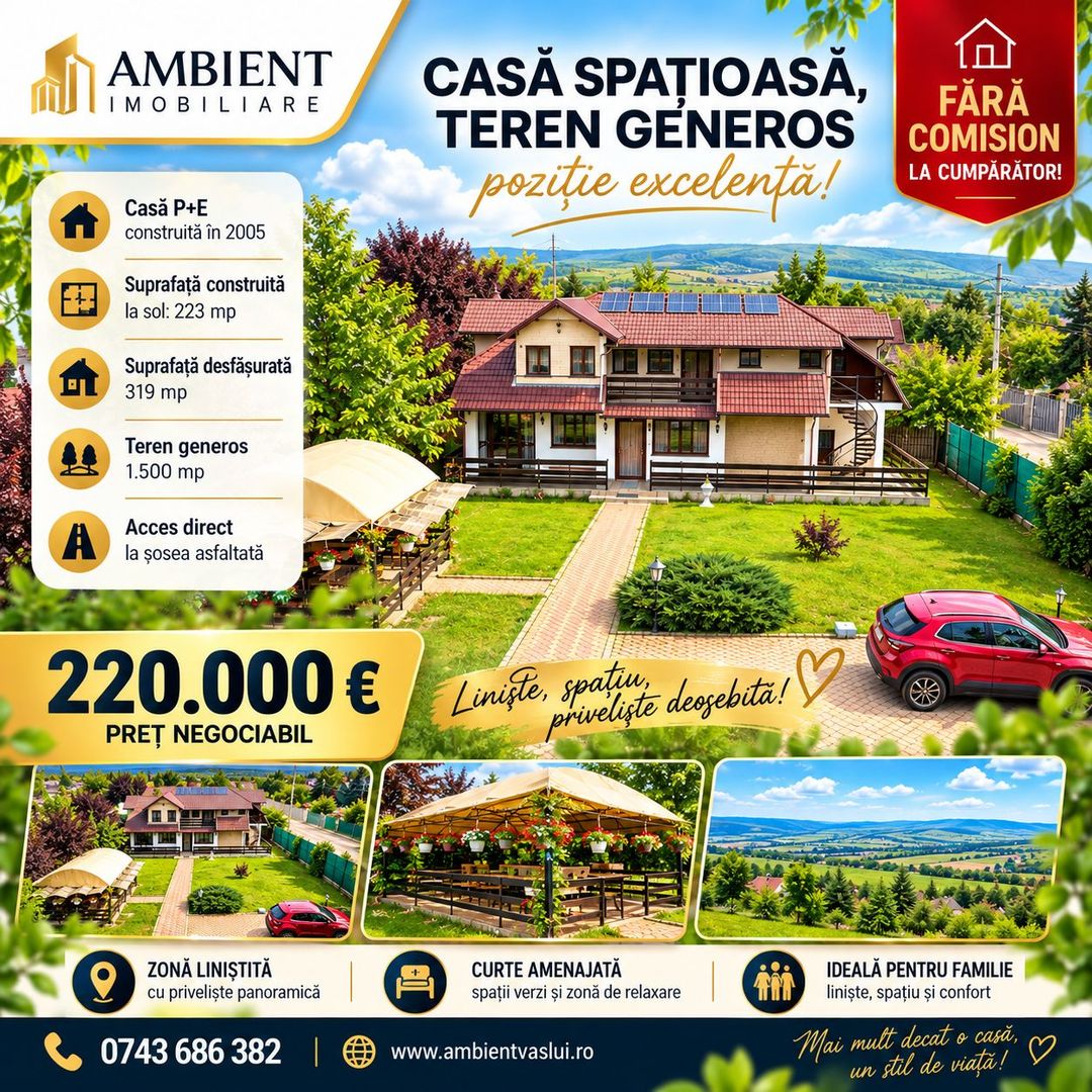 Casă spațioasă cu teren generos de 1.500 mp, zona CIUSMEAUA MOLDOVENCEI; - Poză 1