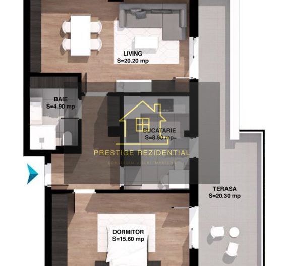 2 Camere Terasa 20 mp, Decomandat, Mutare Imediata,Titan-Pallady - Poză 3