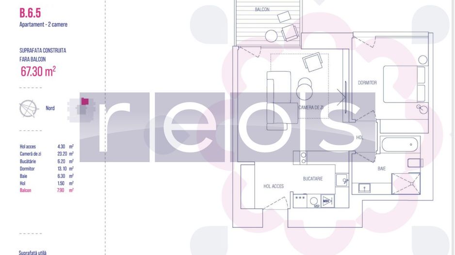 VANZARE ONE VERDI PARK | 2 CAMERE | 67MP | PARCARE | ETAJ 3-6-9-13 - Schiță 26