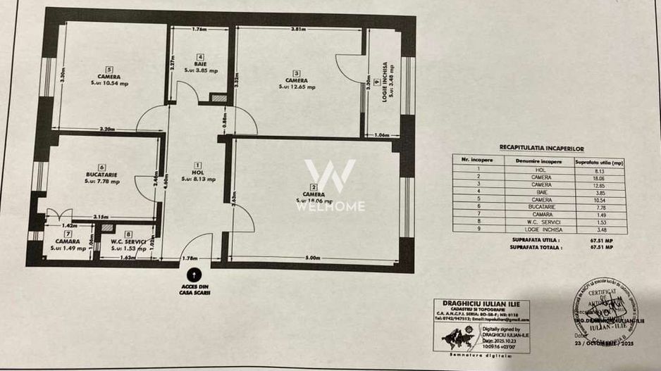 Apartament 3 camere. Pret direct de la proprietar.  Sibiu - Schiță 17