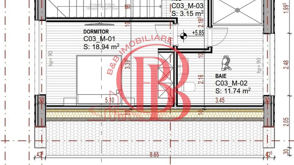 Vilă Triplex 4 Cam Arhitectură Modernă- Grădină Individuală -Panouri solare - Schiță 11