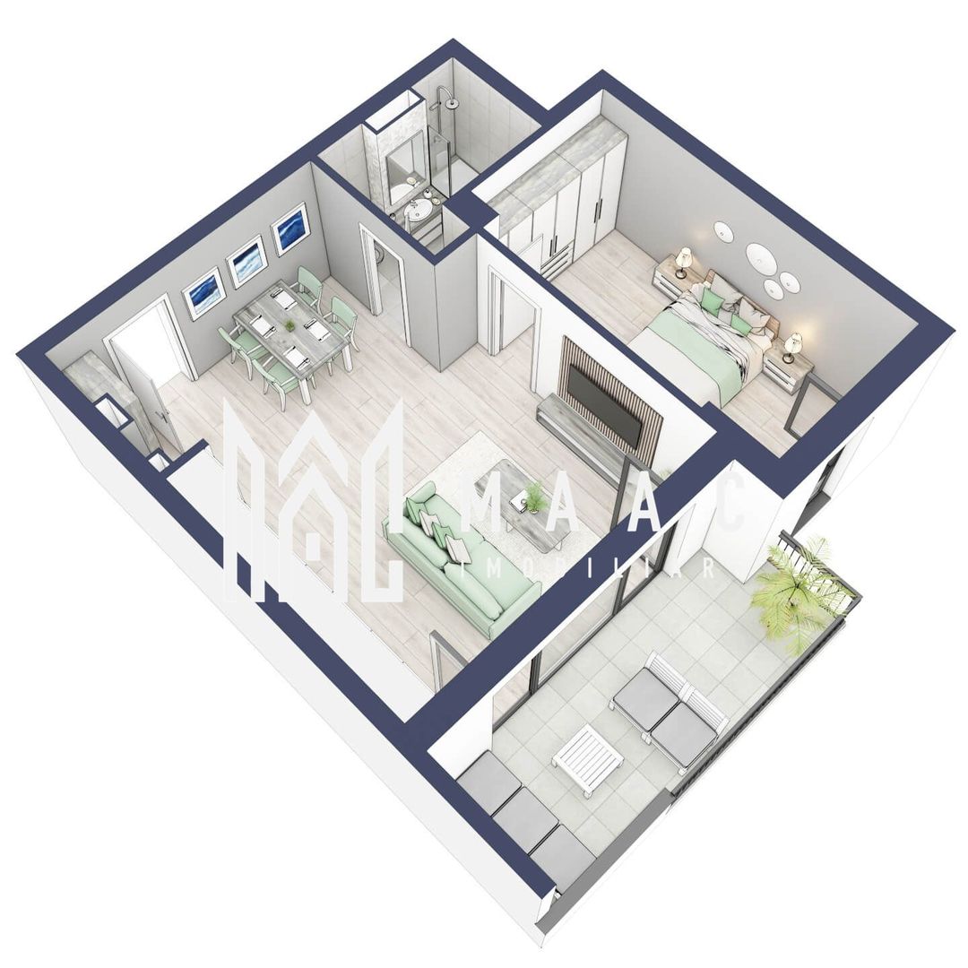 Apartament 2 camere | Etaj 3 | Balcon 10.7  | Turnisor - Poză 4