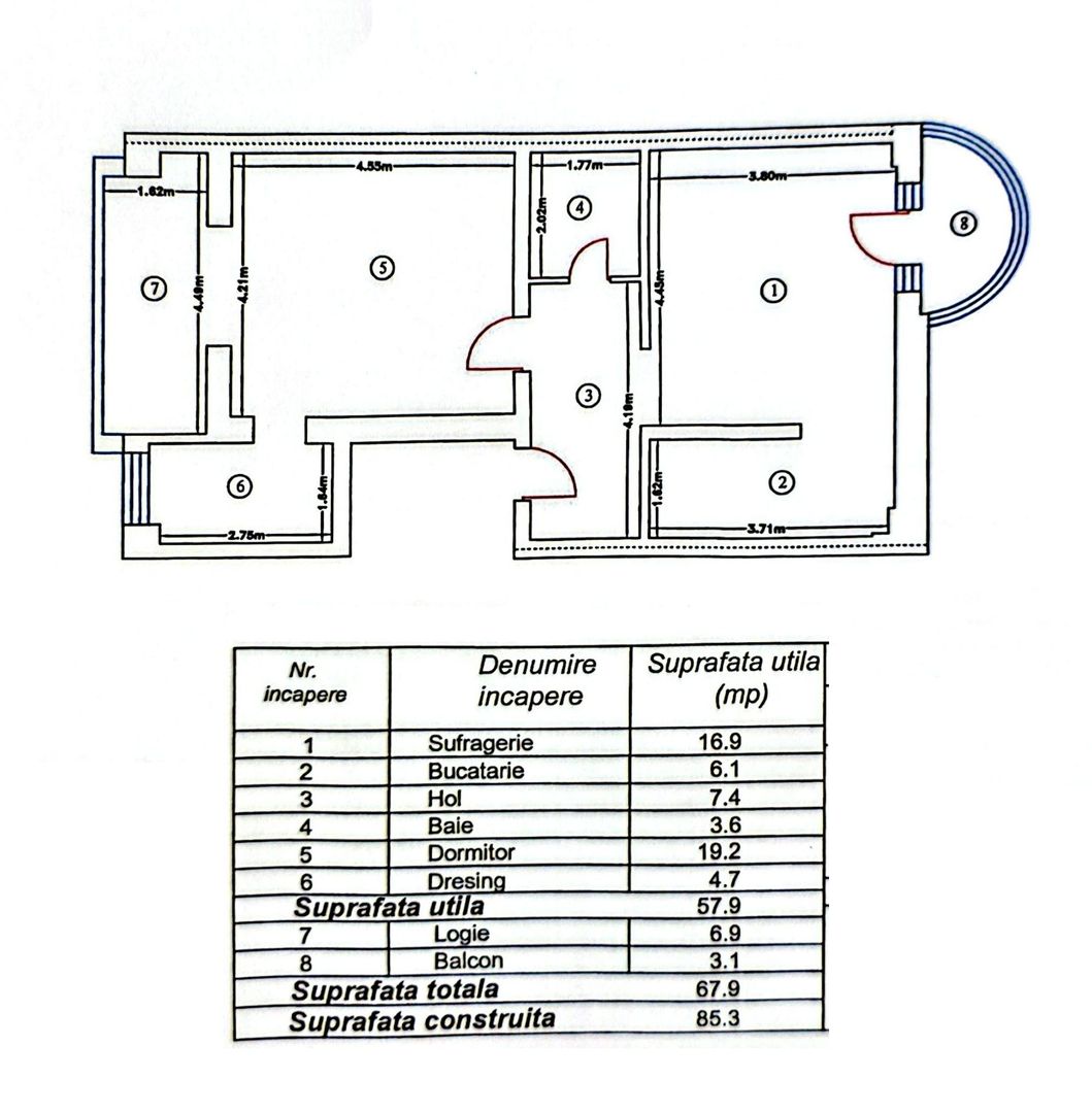 Apartament cu 2 camere si dresing, mobilat si utilat, VASLUI - zona TRAIAN; - Poză 9