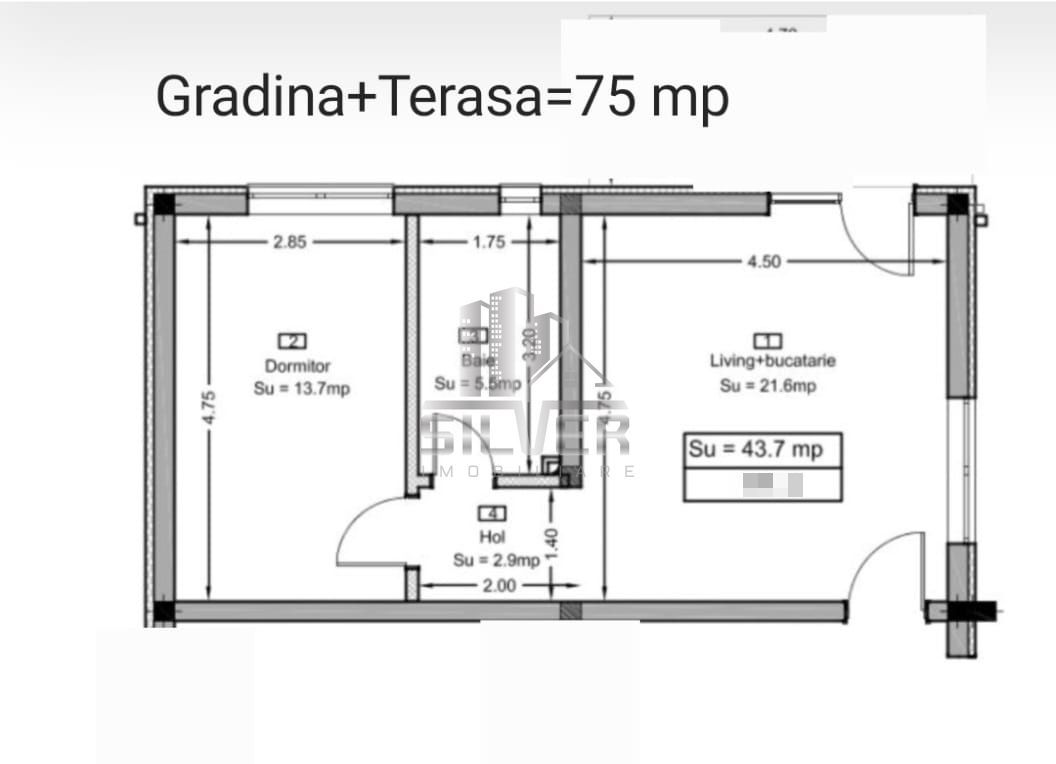 Apartament cu 2 camere/gradina 75 mp/zona Parc Poligon. - Poză 8