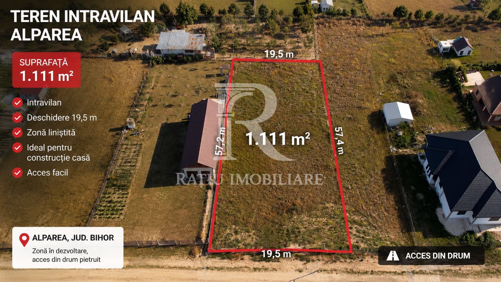 Teren Intravilan 1.111 mp | Utilități la Teren | Alparea | Bihor - Poză 1
