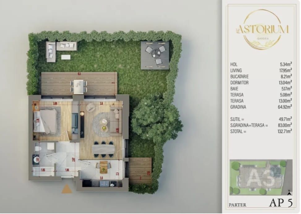 AP 2CAM.+GRADINA,PROIECT FINALIZAT ASTORIUM GARDEN. COMISION0%! - Poză 3
