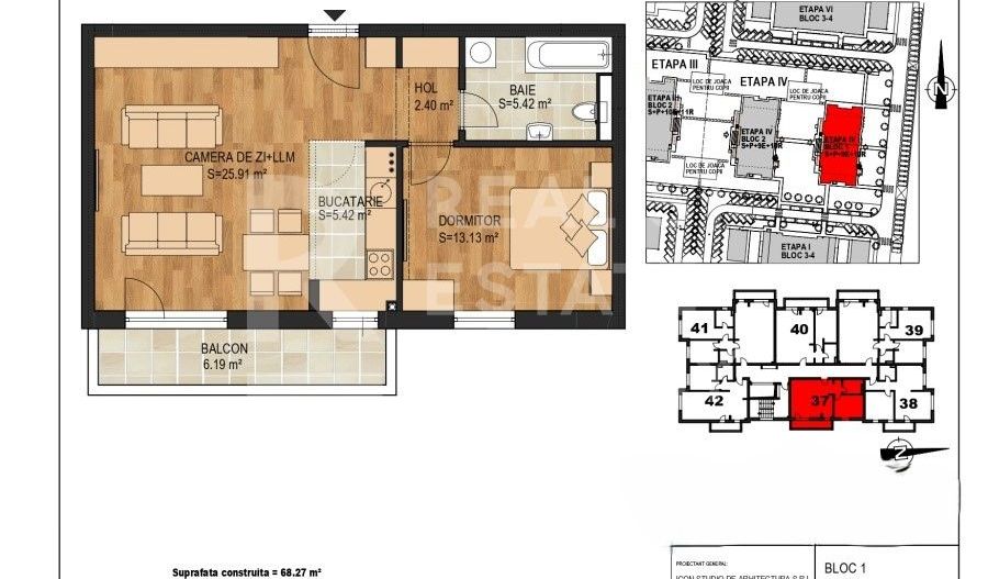 Vânzare, apartament cu 2 camere, zona Tractorul, Brașov - Schiță 3