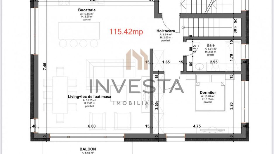 Apartament in imobil tip vila! 4 camere suprafata utila 115 mp! - Schiță 2