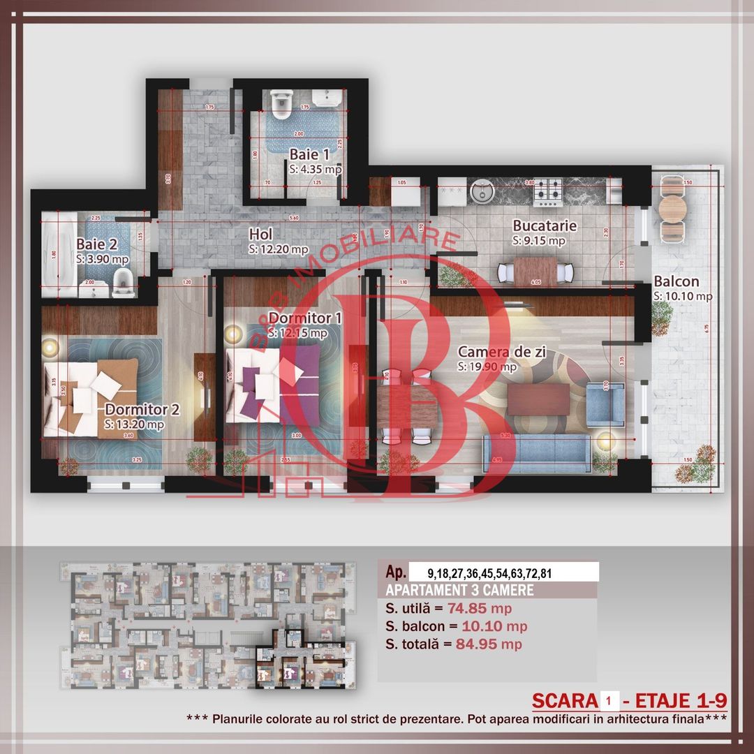 Apartament 3 camere compact  Titan Pallady Metrou Nicolae Teclu - Schiță 13