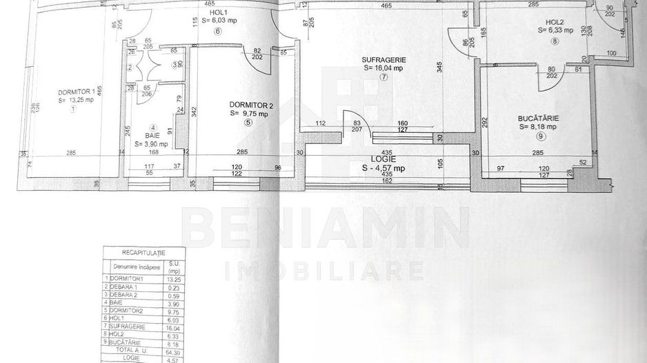 3 camere semidecomandat etaj 3 mobilat utilat - Valea Rosie - 69mp - Schiță 11