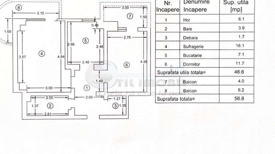 Gara – 56 mp, 2 camere decomandat, etaj 6/8 – 120.000 € - Poză 8