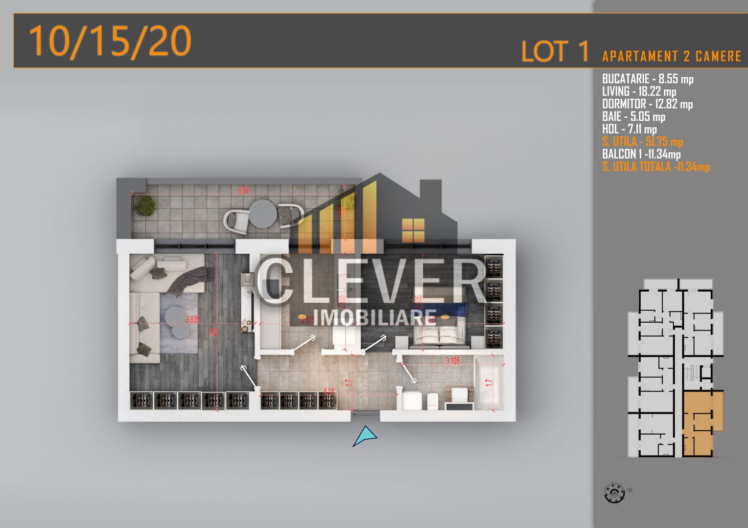 2 Camere decomandat 64 mp Pallady, Metrou Teclu, Comision 0% - Poză 2