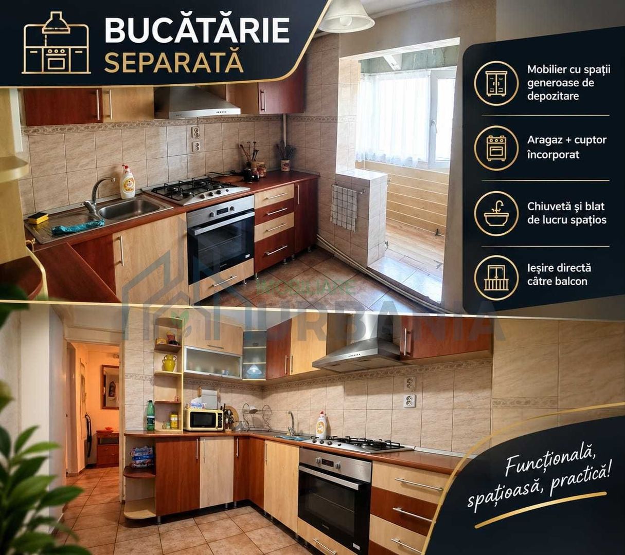 Apartament 3 camere, 76 mp, Cartier Frumoasa, bloc 1984, etaj 4/4 cu pod - Poză 1