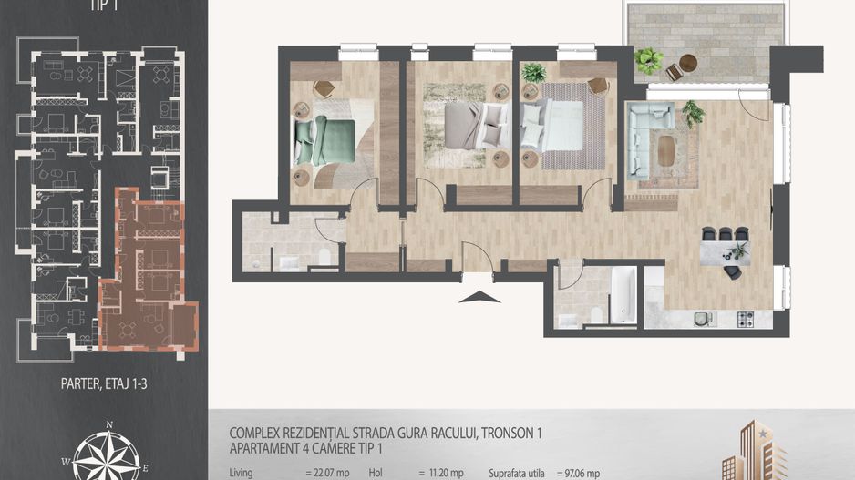 AP. 4CAM. IN COMPLEX PREMIUM SITUAT LA 10 MIN. METROU N. TECLU! - Poză 2