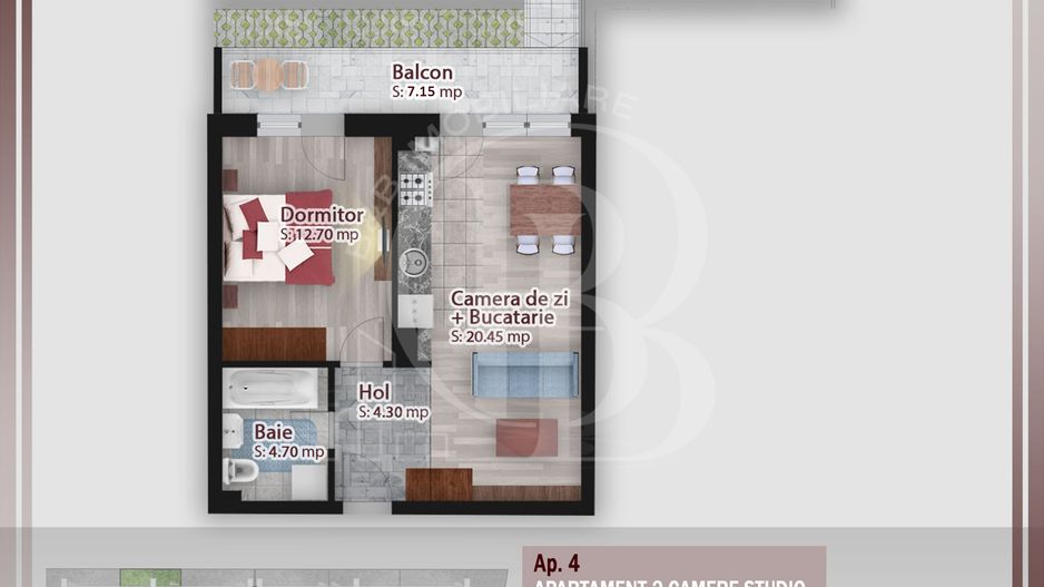 Apartament 2 camere cu gradina proprie-Theodor Pallady - Schiță 1