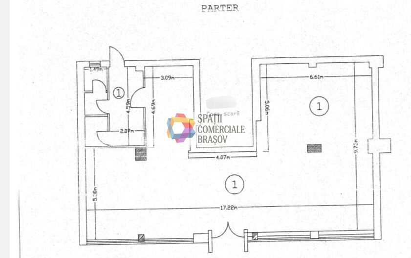 Spatiu comercial de închiriat  Brasov - 146 mp # spatii-comerciale-brasov.ro - Schiță 5