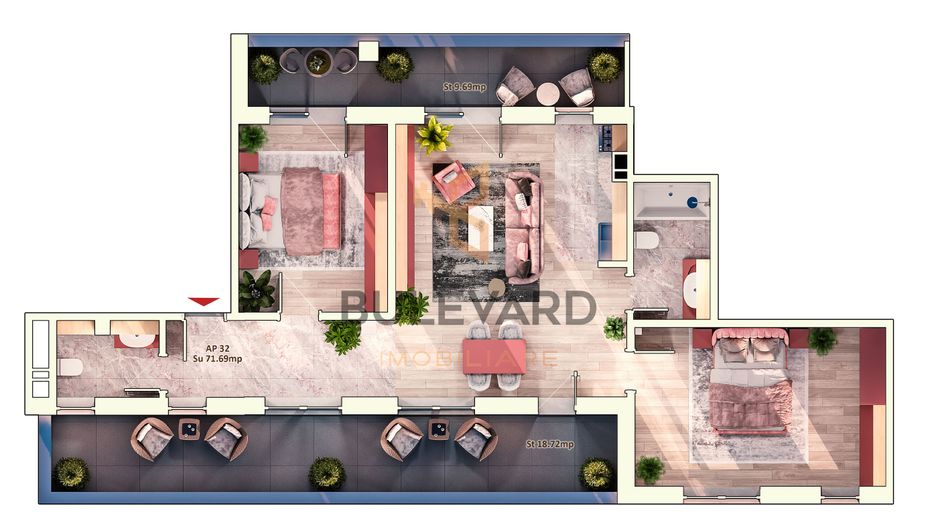 Apartament cu 3 camere+terasa de 18 mp la 5 minute de Iulius Mall! - Poză 5