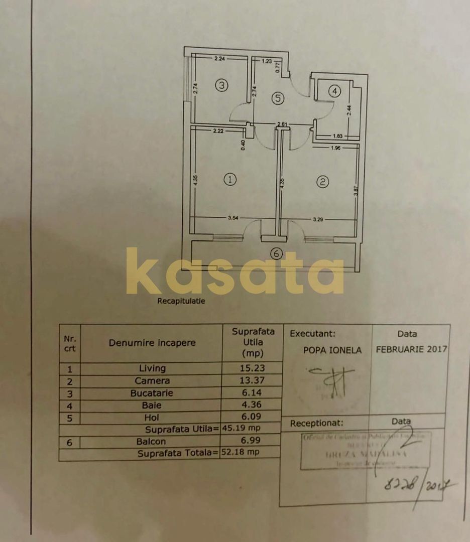Apartament 2 camere decomandat | 52 mp | Centrală proprie | Parcare | - Schiță 8