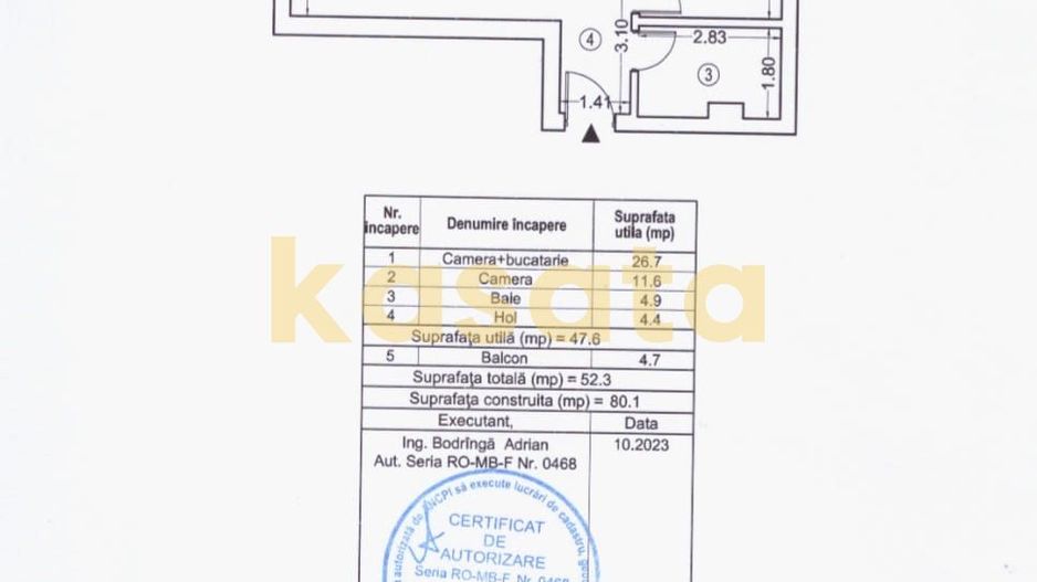 2 Camere | Nou | Parcare Subterana Disponibila | Etaj Intermediar - Schiță 9