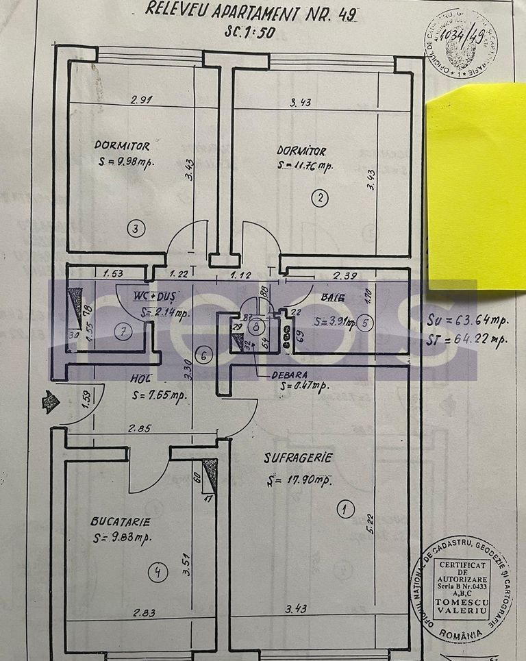 VANZARE APARTAMENT 3 CAMERE DOROBANTI RADU BELLER DECOMANDAT 64MP - Poză 6