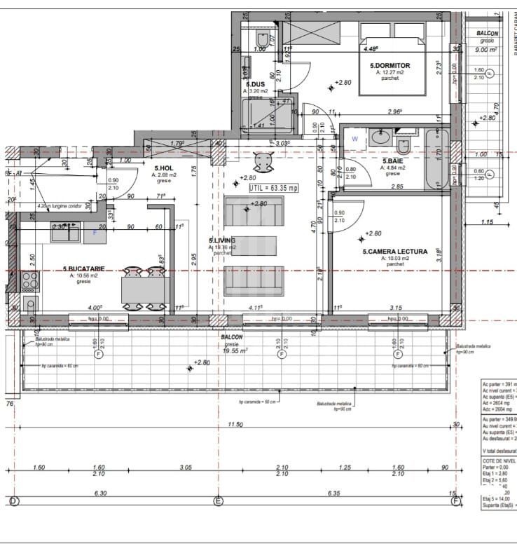 Apartament 3 camere decomandate 2 bai | 2 balcoane | etaj 2 - Schiță 1