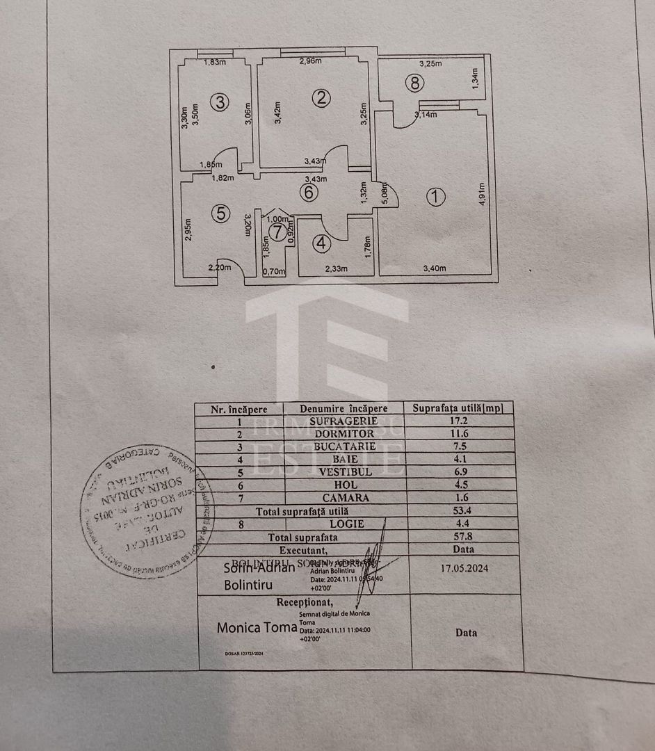 Apartament 2 camere decomandat Bloc 1982 - Metrou Dristor - Schiță 7