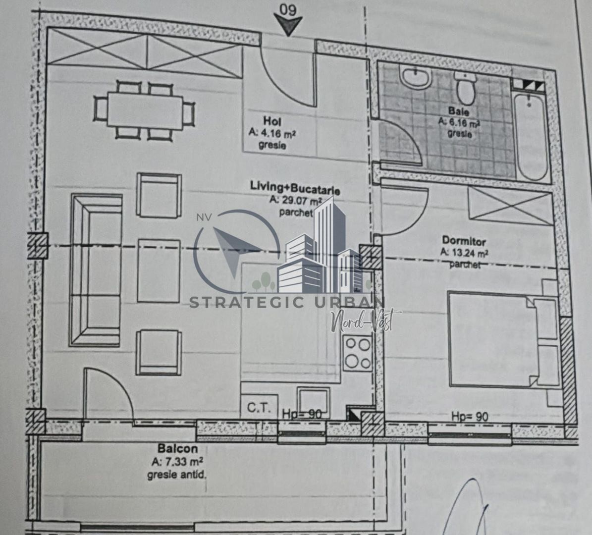Apartament cu 2 camere, finisat mobilat complet, zona Teilor - Schiță 11