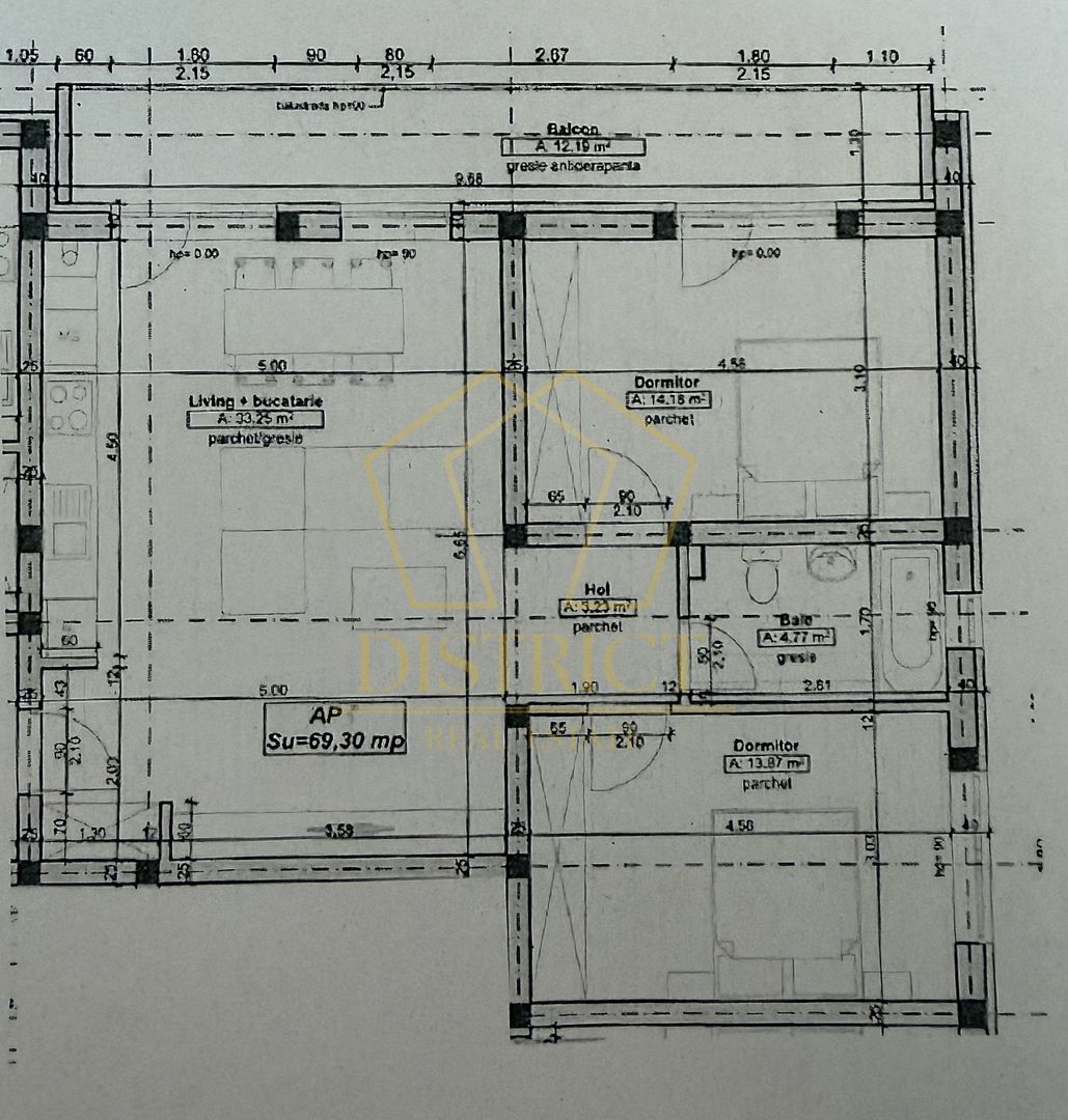 Apartament Superb cu 3 camere mobilat | terasa de 12 mp | Giroc | asfalt. - Schiță 16
