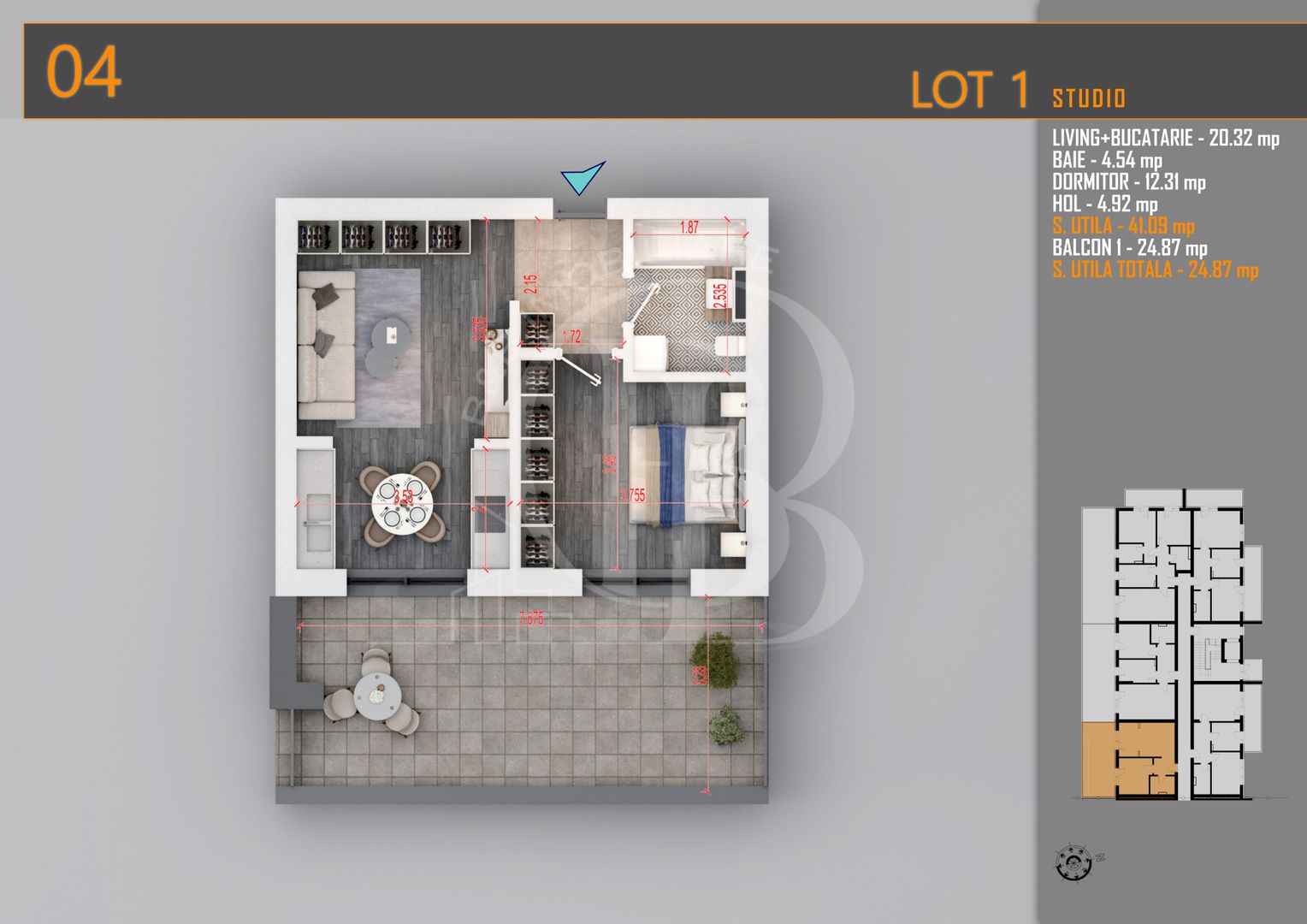Apartament 2 camere cu Terasa-Theodor Pallady - Schiță 5