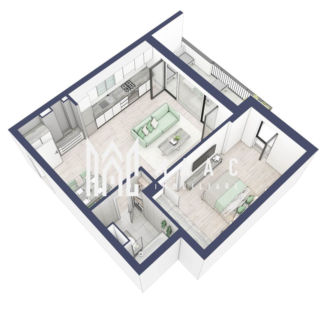 Apartament 2 camere | Etaj 3 | Balcon 10.7 mp | Turnisor - Poză 2