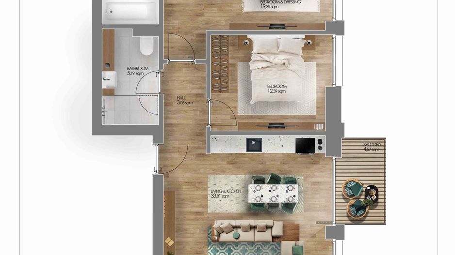 Apartament de 3 camere in Amber Forest - Poză 18