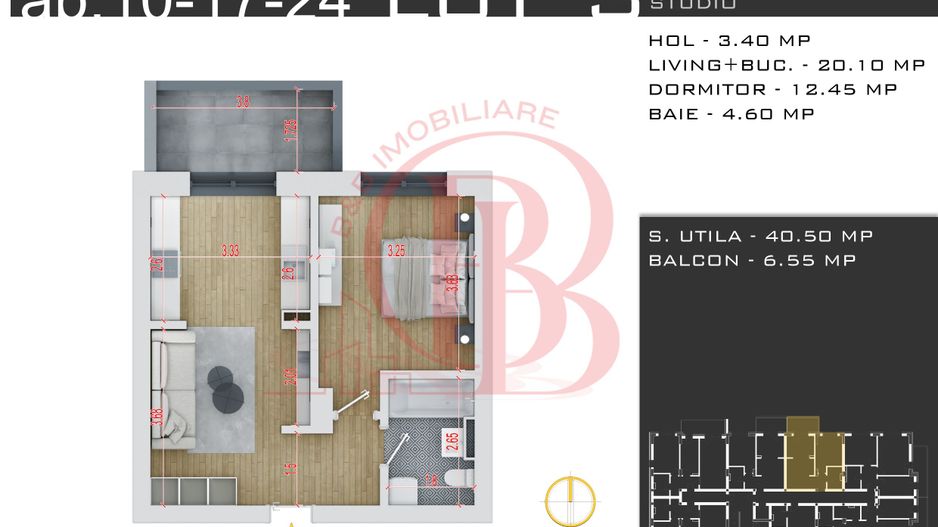 Apartament 2 camere-Promo Loc Parcare-Metrou Teclu-Pallady - Schiță 2